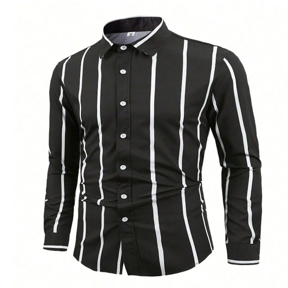 Mens comfortable and breathable long sleeved floral striped shirt worn daily in mens clothing oversized 250403e