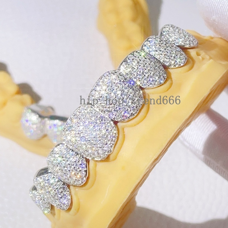 Fully Iced Out Rapper Jewelry Custom Made VVS Moissanite Dia Grillz