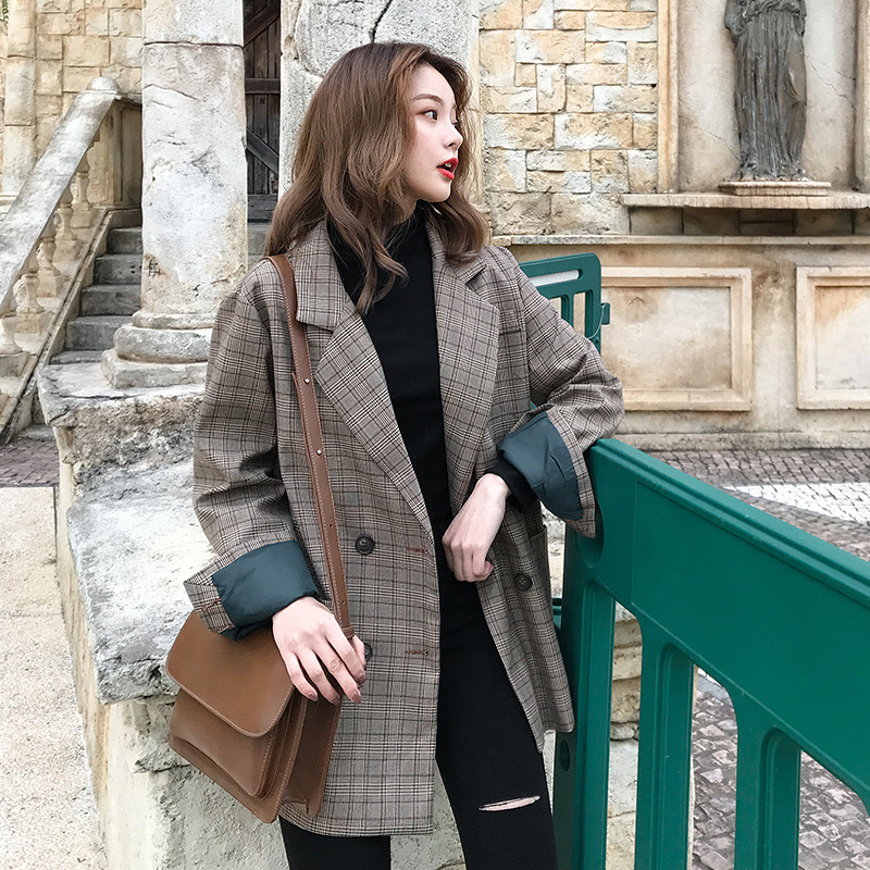 D41Chic Casual Suit Coat for Ladies - Trendy Korean Design for Fall & Winter Wear