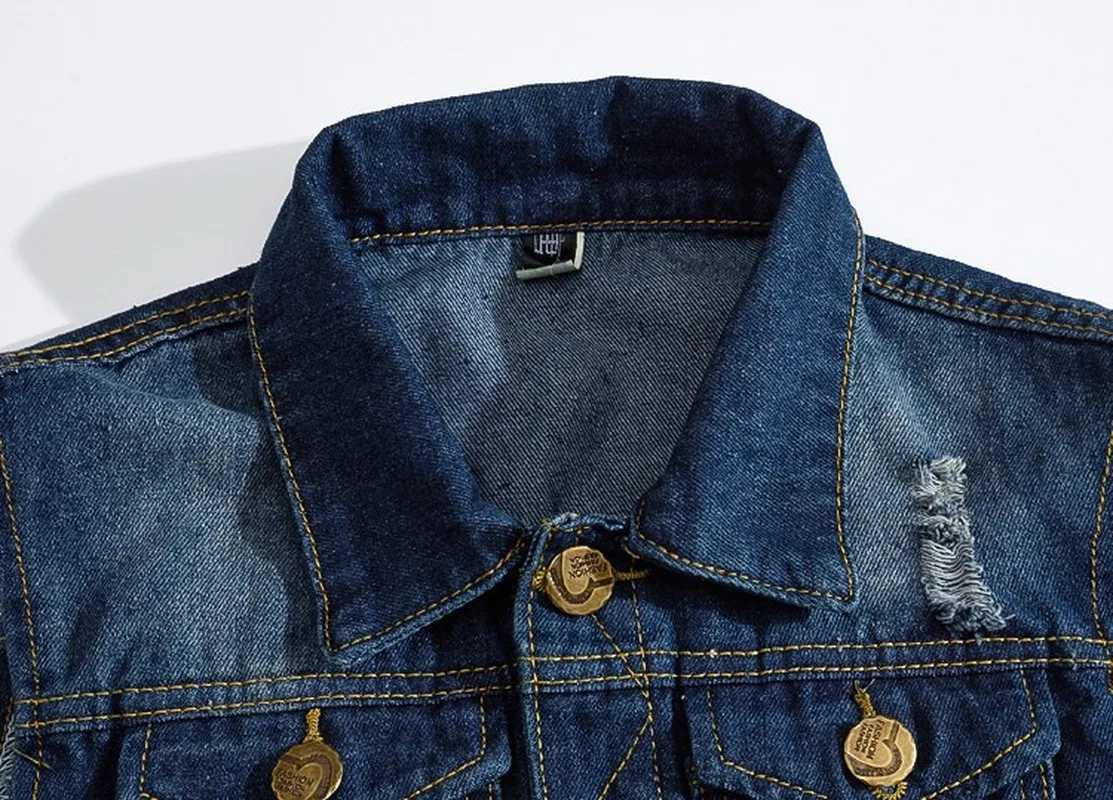 Hot New 2022 Size M-5XL Denim Vest Mens Jacket Sleeveless Casual Waistcoat Mens Jean Coat Ripped Slim Fit Male Jacket Cowboy X250403