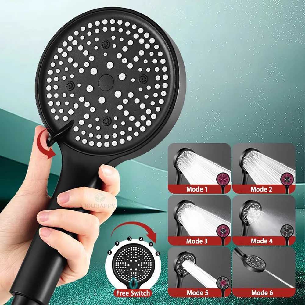 High Pressure Shower Set Water Saving Rainfall Spray Handheld 6 Jet Modes Shower with Hose Bathro Accessories Y251103