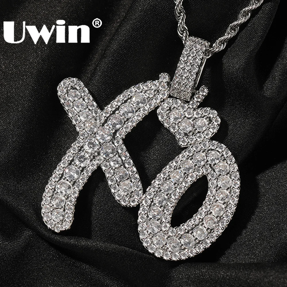 UWIN XO Pendant Necklace For Lovers Iced Out Cluster CZ Stones Hugs Kisses Charms Trendy Fashion Jewelry Gift For Drop 250402