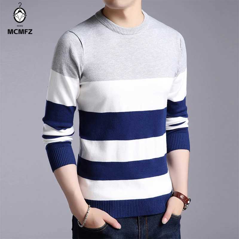 New Mens Casual Striped Long Sleeved Knitted Shirt Fashionable and Comfortable All Season TopT251103