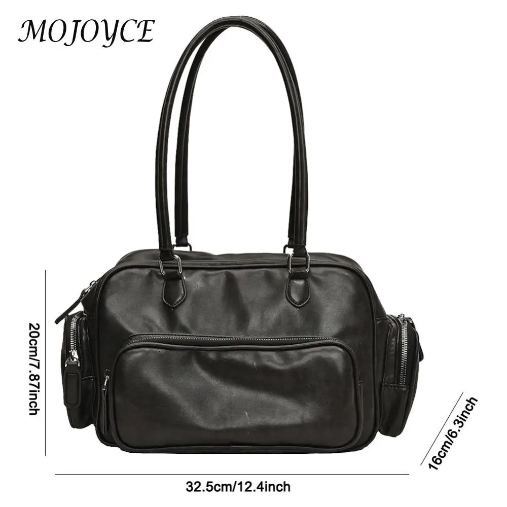 Shoulder Bag for Women with Multi-Pockets Tote Bag PU Leather with Zipper Underarm Bag Solid Handbag for Work Travel 250401