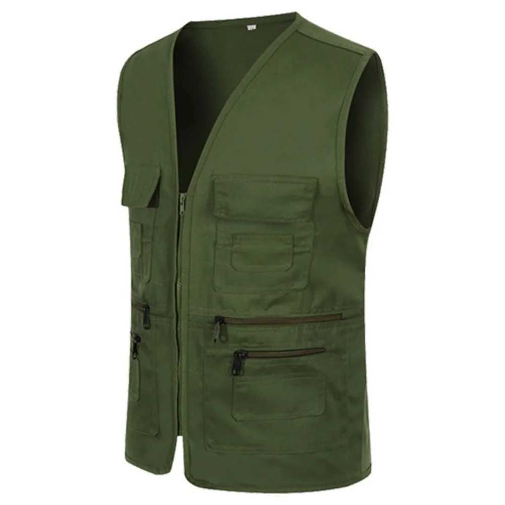 Mens Casual Cotton Vest Multi-pocket Vest Photography Waistcoat Fishing Workwear X250403