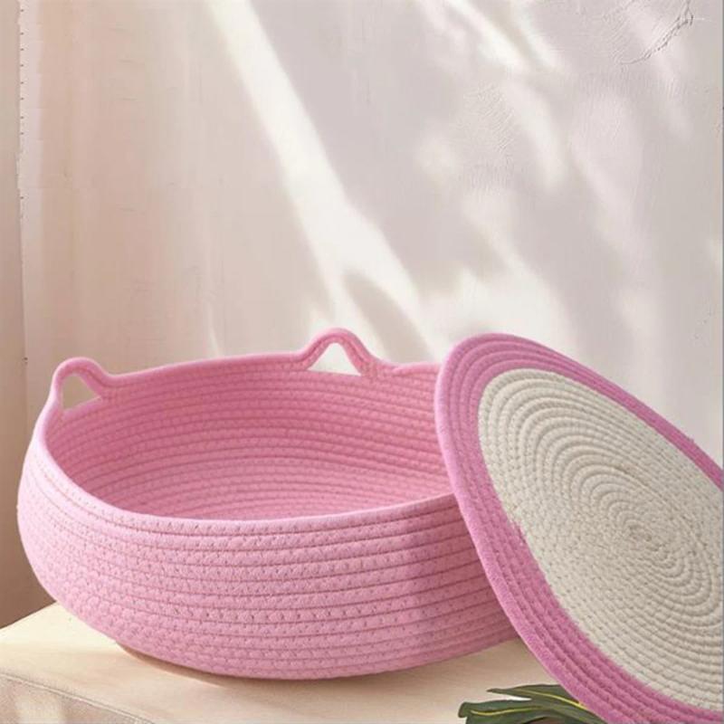 Update Ad04- Cat Kennel Small Pet Round Cotton Rope House Easy To Clean Dog And In Summer Yell