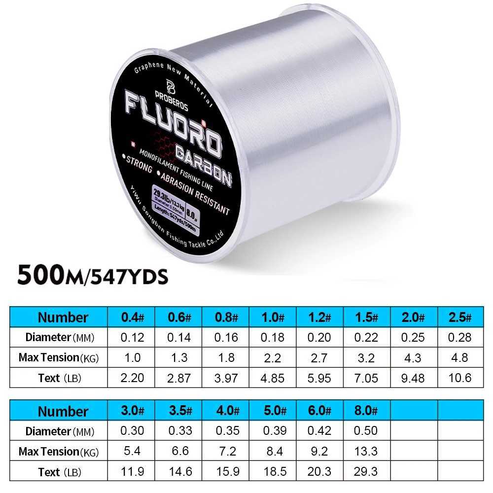 500M fishing line 2.2-29.3LB transparent nylon monofilament strong shock absorber freshwater saltwater invisible line Y250402