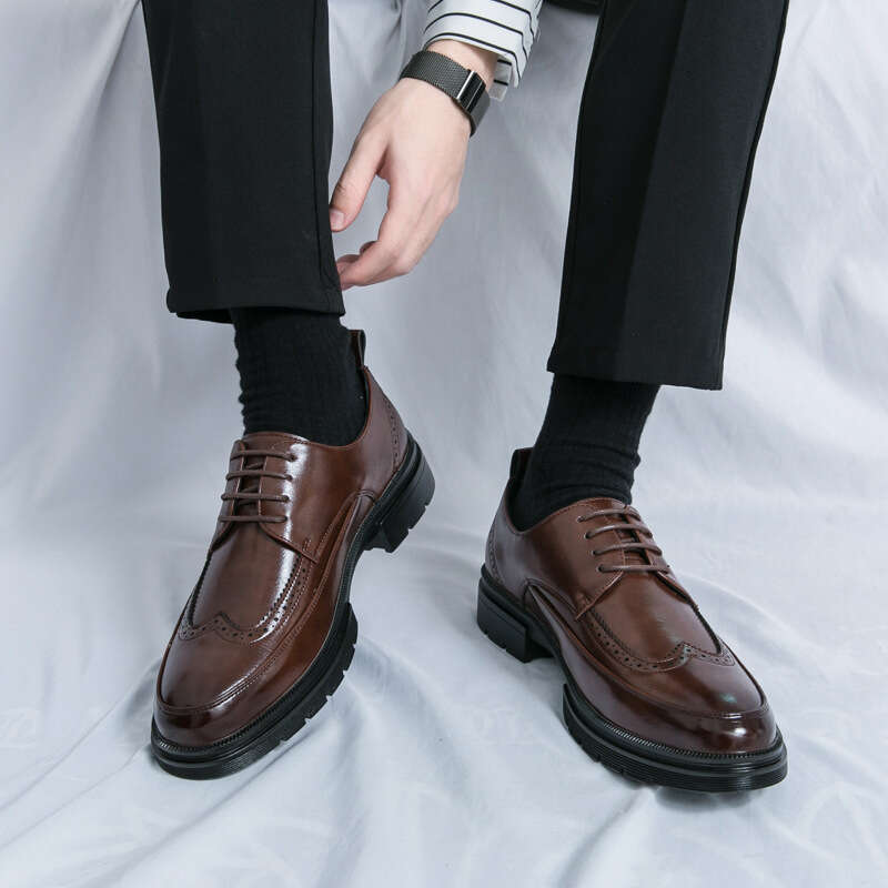 Large Men's 2024 Spring and Autumn New Leather 38-46 Business Dress Groom Wedding Shoes