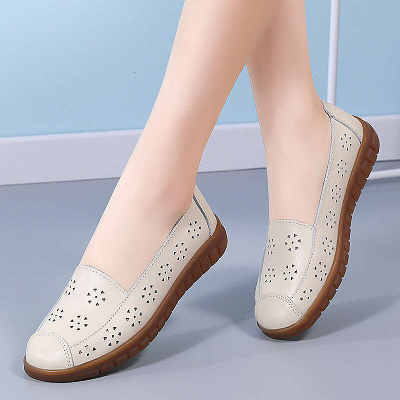 2024 Spring and Autumn New Cowhide Hollow Large Low Top 35-42 Women's Casual Single Shoes