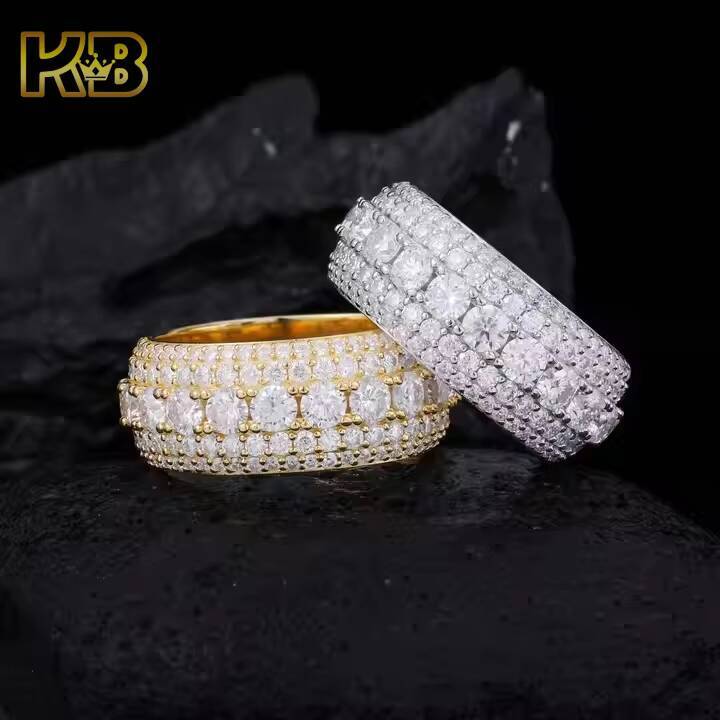 Moissanite Ring for Men 925 Sterling Silver Diamond Cut Wedding Band VVS Sparkling Hip Hop Jewelry Engagement Promise Bling Gift