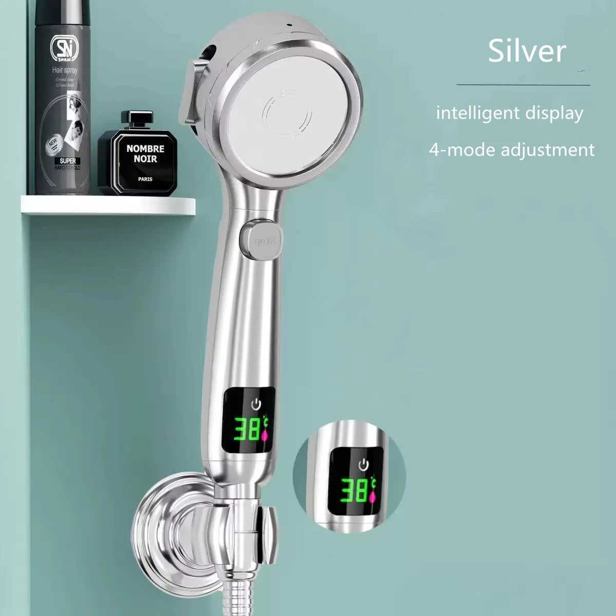High Pressure Handheld Bathro Shower Water Saving Shower Pressuri Adjustable Spray LED Digital Temperature Display Y251103