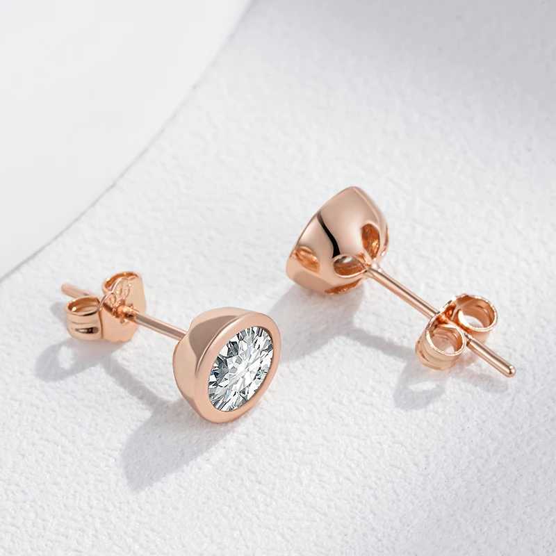 Kinel Fashion Natural Zircon Stud Earrings For Women Simple 585 Rose Gold Color Round Earrings High Quality Daily Fine Jewelry C251103
