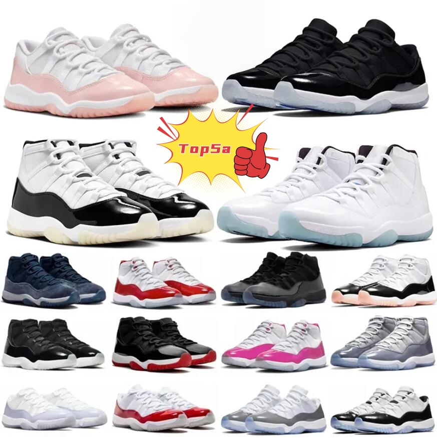 Designer Sneakers 11 11s Basketball Shoes cherry mid cut for men women high low Cement white Green Snakeskin Bred Rose Gold Space Jam outdoor womens mens Trainers