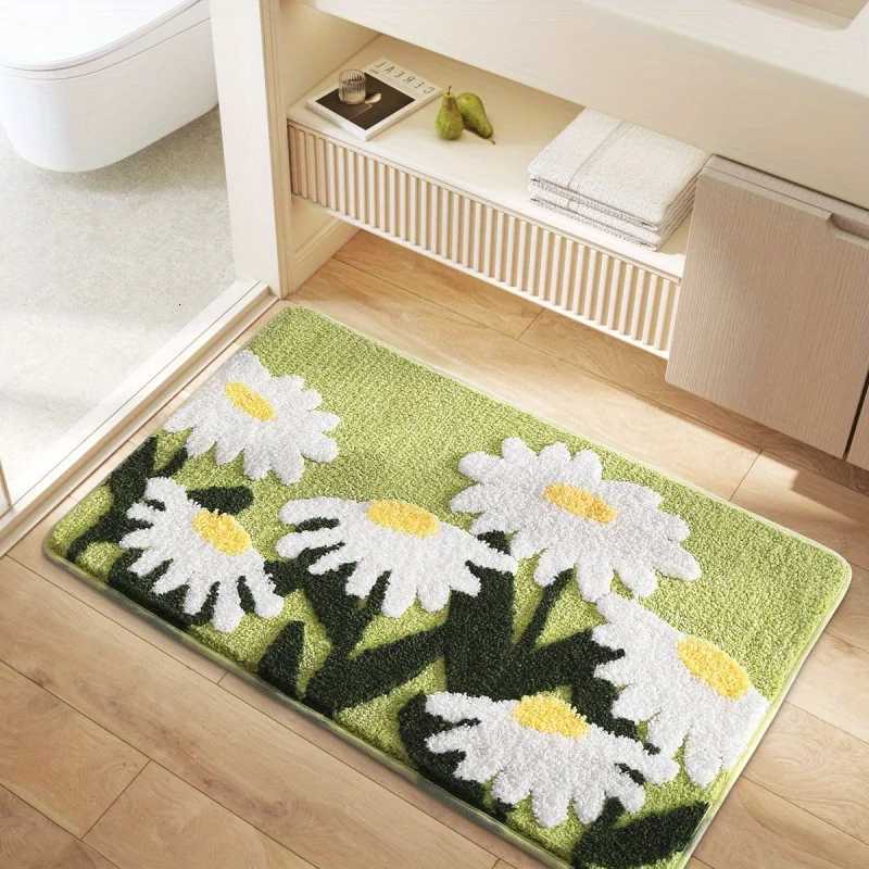 Floral Bathroom Rug Absorbent Quick-Dry Thickened Bath Mat for Home Decor Fresh Style Washable Bathroom Hygienic Floor Mat C251103