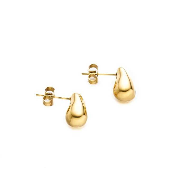 Fashionable Minimalist Gold Color Stainless Steel Irregular Water Drop Stud Earrings for Woman Charm Korea Jewelry Colorfast C251103