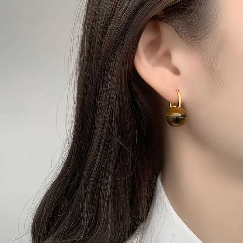 Unique and niche Meilard color scheme light luxury imitation tiger eye stone earrings for womens 2025 new earrings C251103