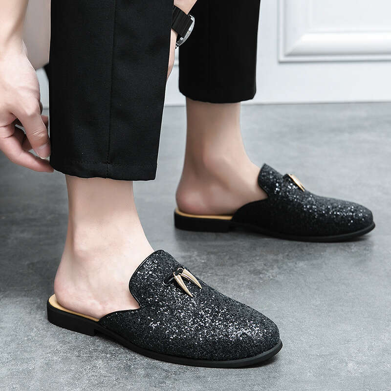 2024 Large Size Spring New Half Dragged Leather Fashion Men's Legged Casual Shoes Trend