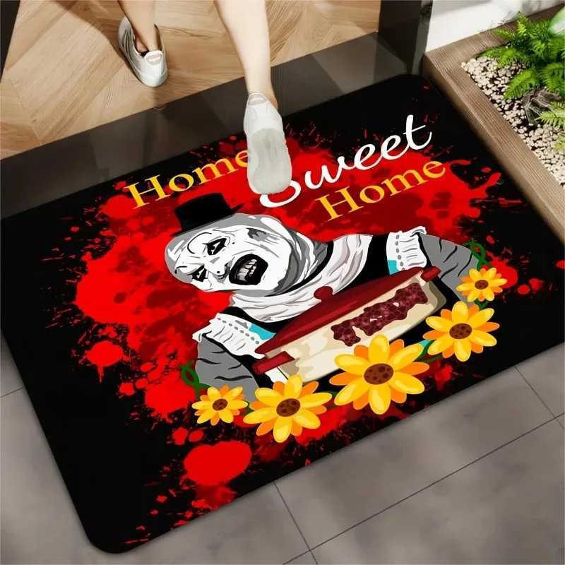 Horror Clown Movie Characters Rug Blood Splatter Pumpkin Print Carpet Mat Non-Slip Home Decoration Indoor Halloween Floor Mats C251103