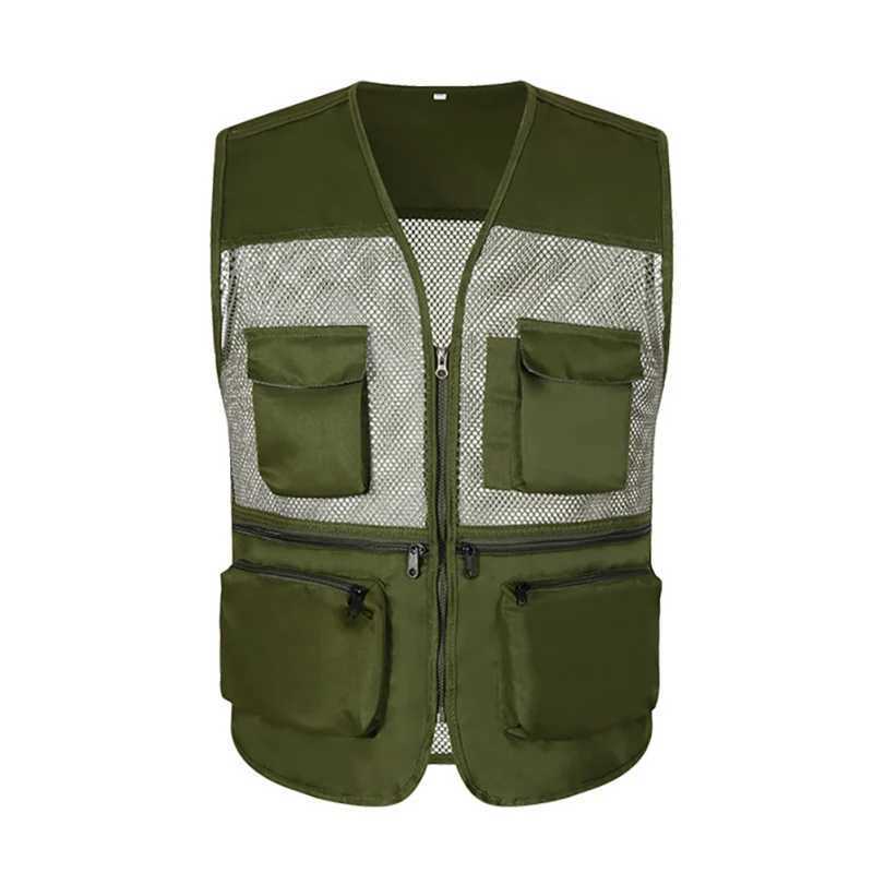 Outdoor Fishing Vests Quick Dry Breathable Multi Pocket Mesh Jackets Hiking Vest Army green fish Vest X250403