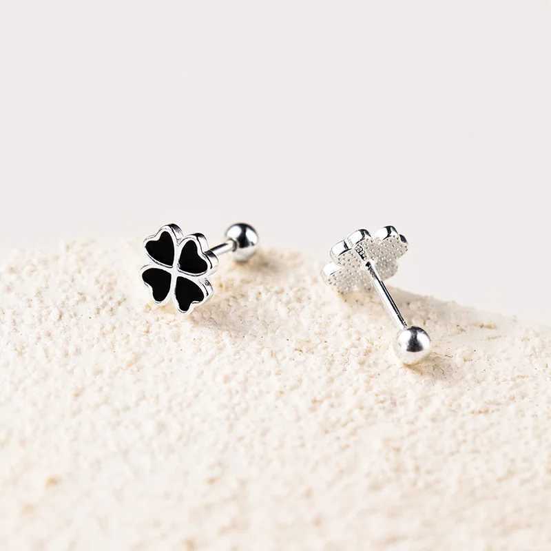 INZATT Real 925 Sterling Silver Black Drip Glaze Stud Earrings for Women Cute Fine Jewelry Light Luxury Accessories C251103