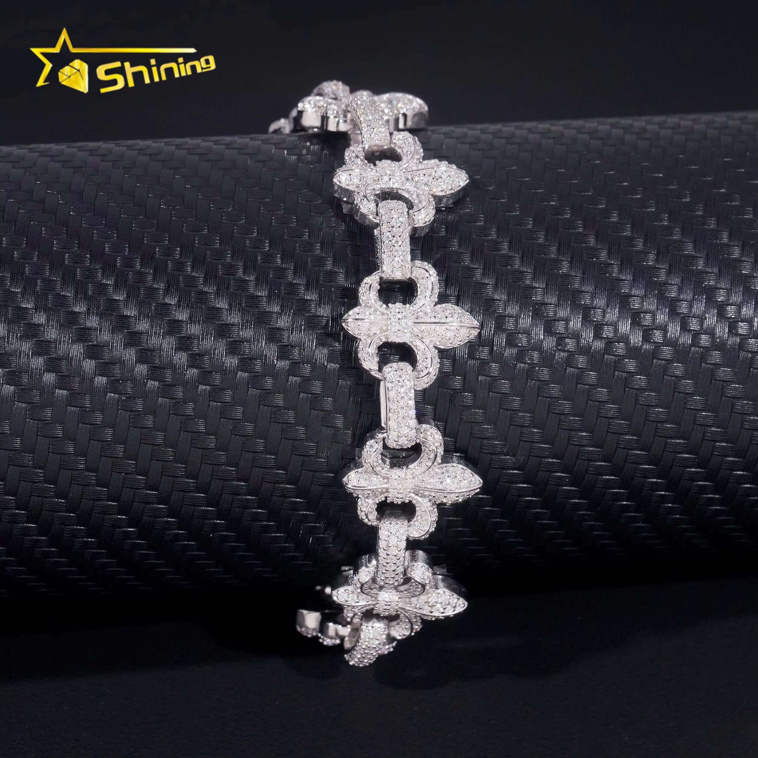 New Style Pass Diamond Tester Silver 925 Gold Plated Hip Hop Jewelry 15mm Custom Lock Moissanite Cross Cuban Link Bracelets