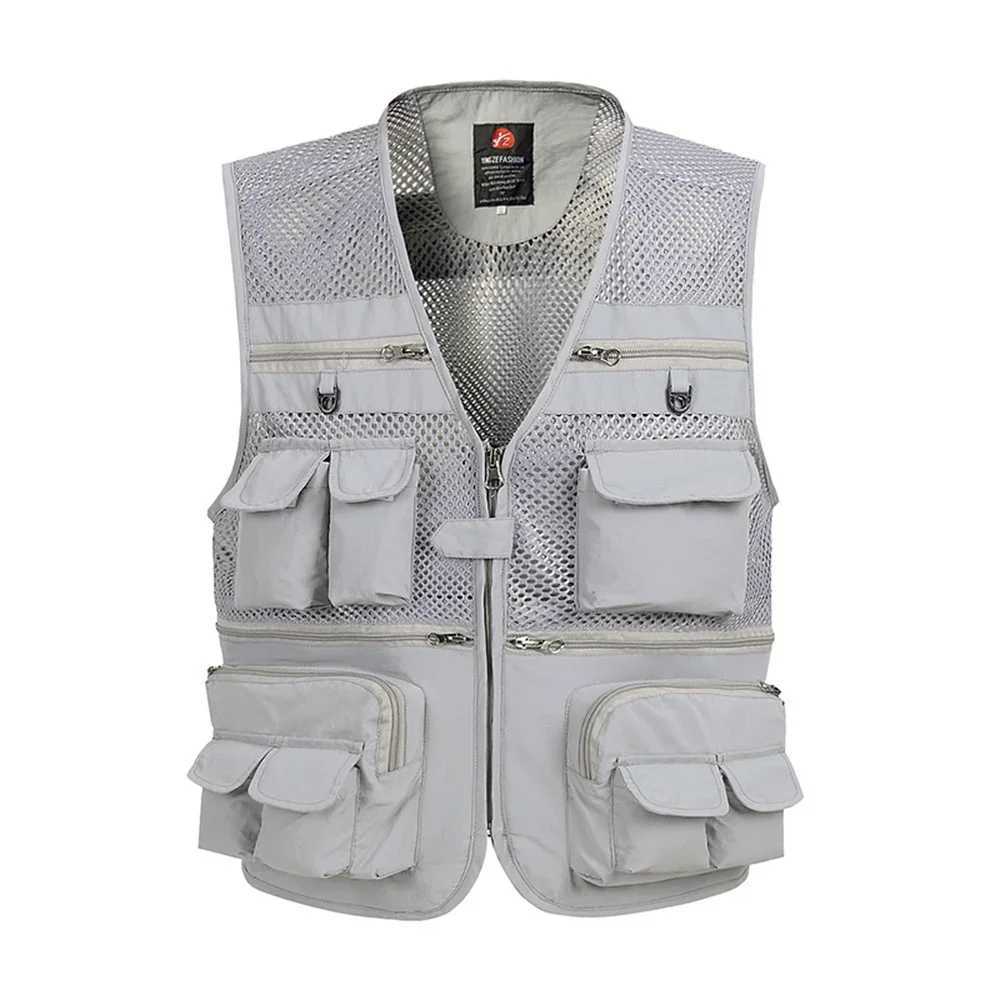 Summer Mesh Vest For Men Spring Autumn Male Casual Thin Breathable Multi Pocket Waistcoat Mens Baggy 5XL Vest With Many Pockets X250403