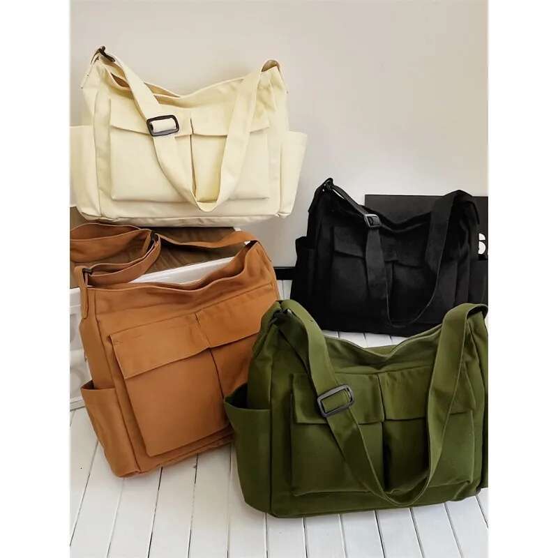 Womens School Messenger For Women Ladies Designer Handbag Solid Large Capacity Casual Canvas Shoulder Female Bags
