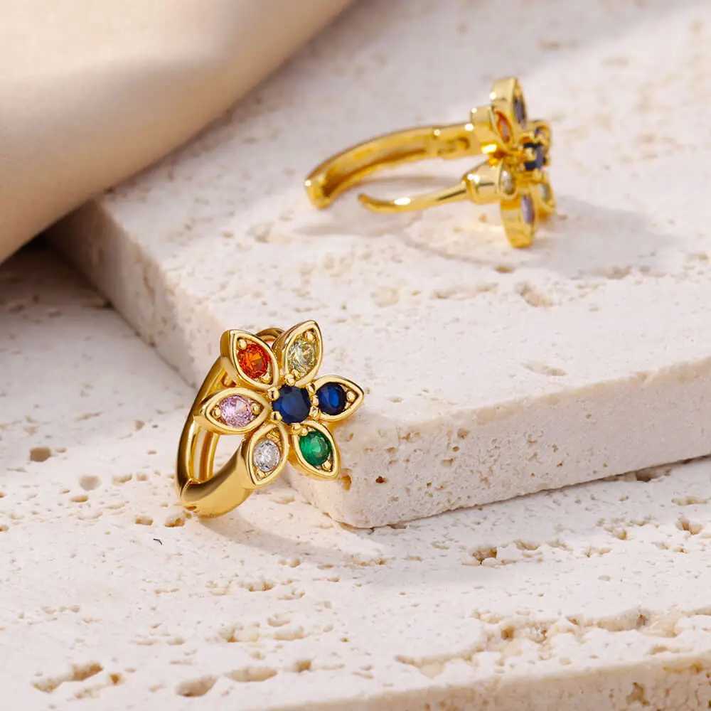 Zircon Earrings For Women StainlESS Steel Flower Geometric Hoop Earring Aesthetic Wedding Jewerly pendientes C251103