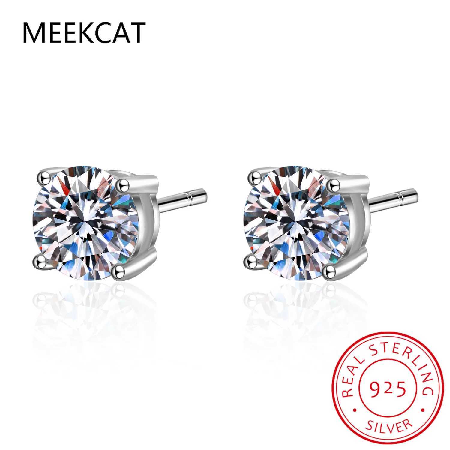 Real Moissanite Stud Earrings 14K White Gold Plated Sterling Sier 4 Prong Diamond Earring for Wen Men Ear Stud 1ct 2ct 4ctC250402