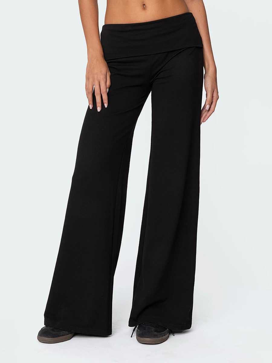 Solid wide leg sports pants suitable for women foldable on low flames yoga lounge pants suitable for teenage girls backs to school uniformsXJ250403