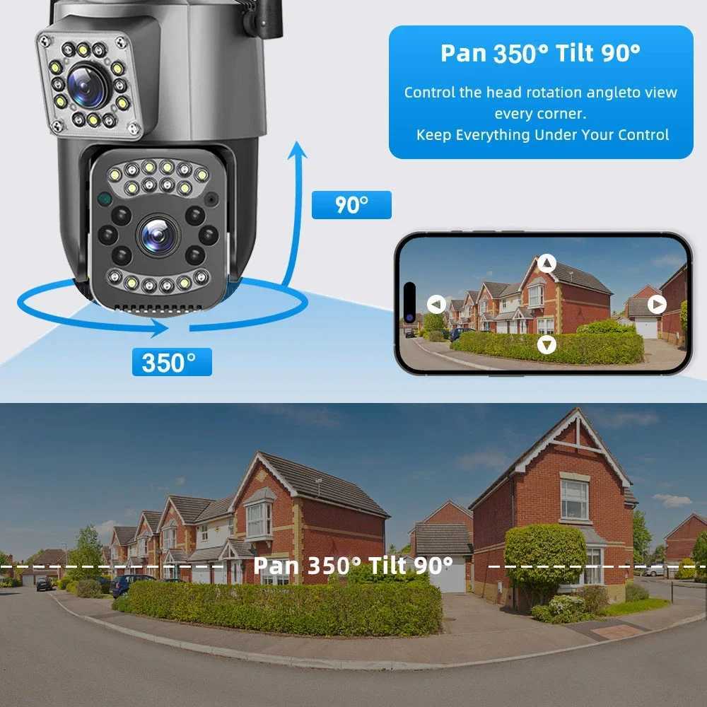 CCTV Security Protection 4K 8MP Dual Lens WiFi IP Camera Night Vision Ai Human Detect PTZ Outdoor Video Wireless Camara H251103