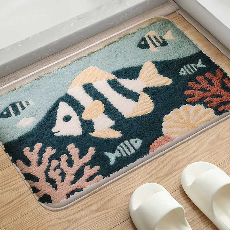 Wave boat anchor bathroom floor mat toilet water absorbing foot mat home decoration mat bathroom door mat machine washable C251103