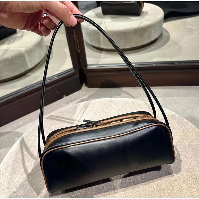 Green Underarm Bag New Contrast Color Genuine Leather Pa Handbag Women's High-end Shoulder Commuting