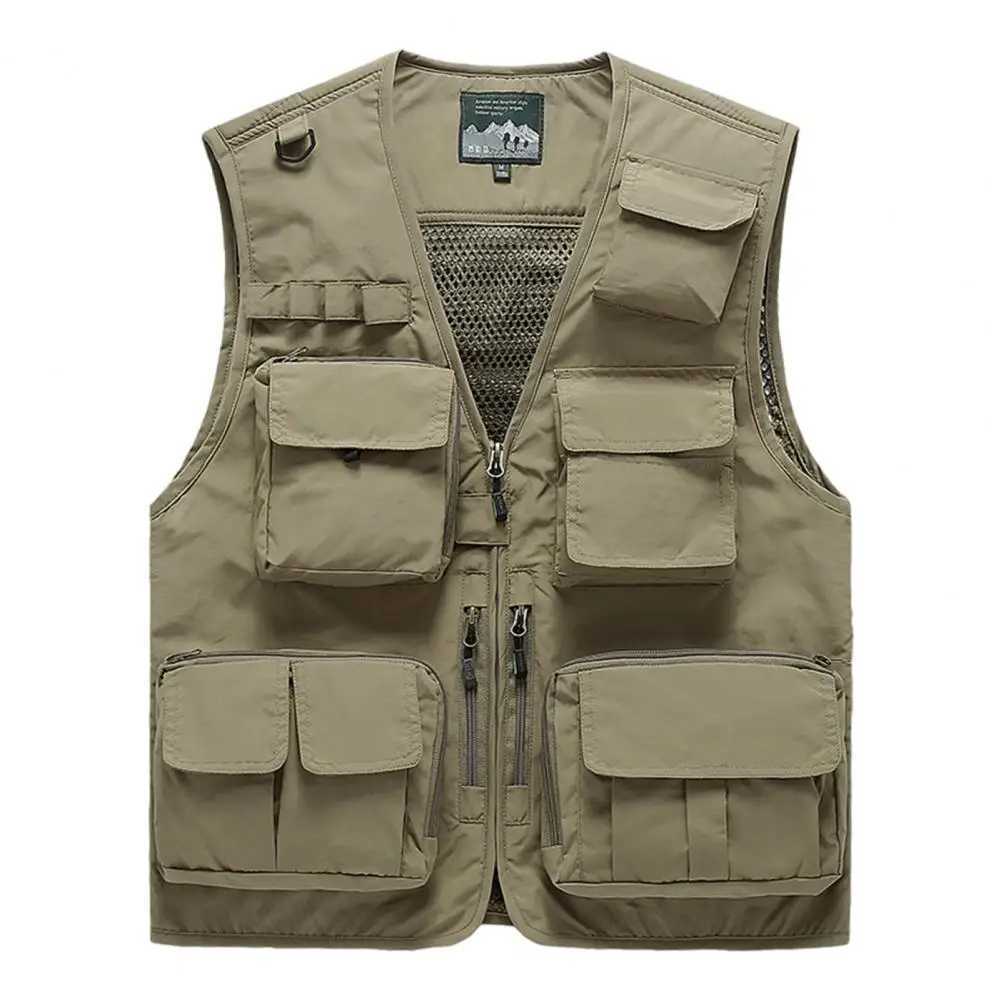 Summer New Men US Hiking Fishing Vest Mens Photographer Waistcoat Mesh Cargo Sleeveless Jacket Tool Vest X250403