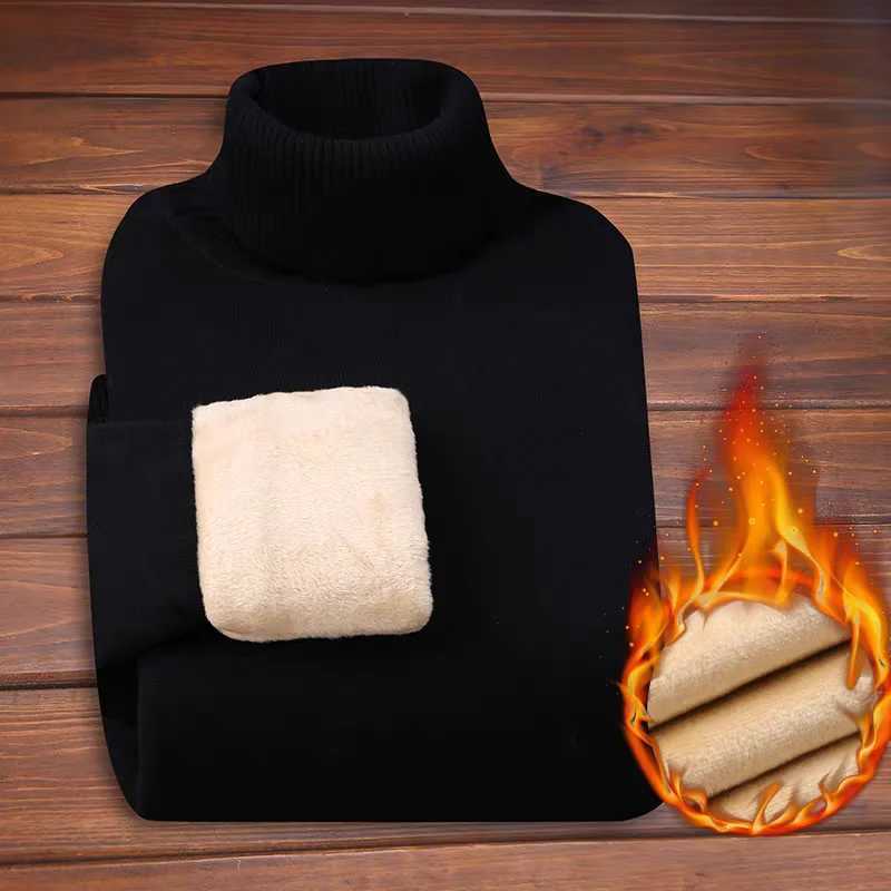 Mens Pullovers Velvet Thickened Sweater Mens Winter Turtleneck Base Shirt Thick Knitted Shirt Warm Mens Inner ClothesT251103