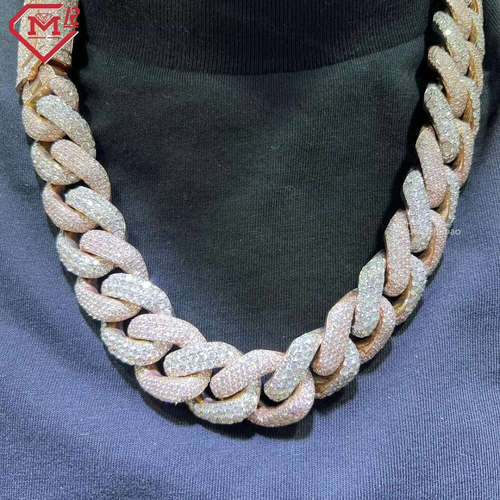 Bg Sterg Sier Iced Out 24MM Hip Hop Moissanite Cuban k Chain