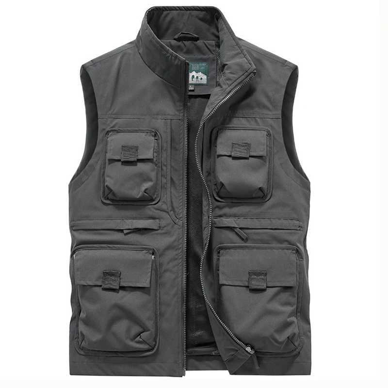 12 Pockets Mens Utility Outdoor Vest Breathable Waterproof Techwear US Tactical Work Sleeveless Jacket Hiking Fishing Cargo Vest X250403