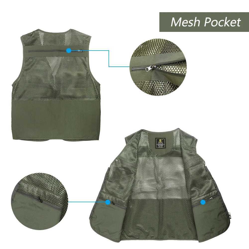 Fishing Vest Breathable Fishing Travel Mesh Vest with Zipper Pockets Summer Work Vest for Outdoor Activities X2504031