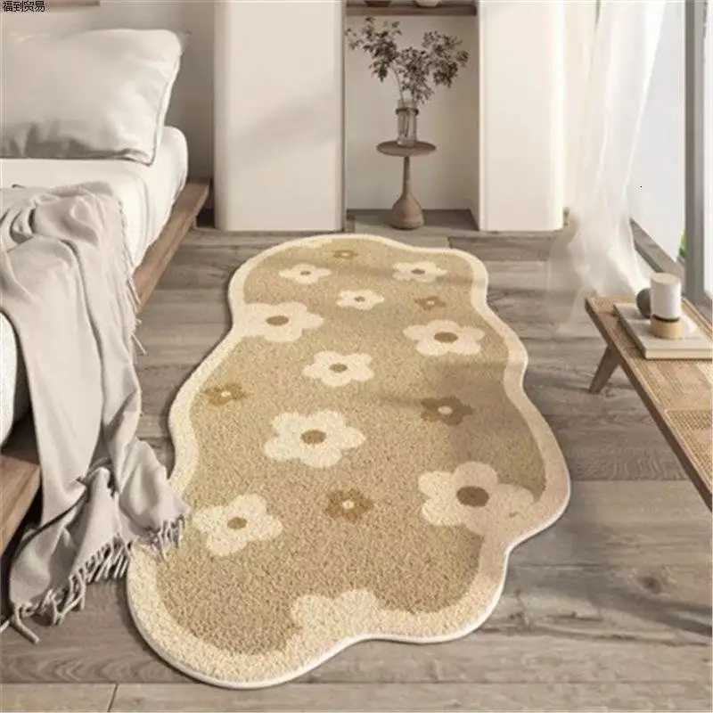 VIKAMA Moss Flat Printed Carpe Imitation Cashmere Bedside Blanket Irregular Anti-Slip Living Room And Bedroom Mat Home Decor C251103
