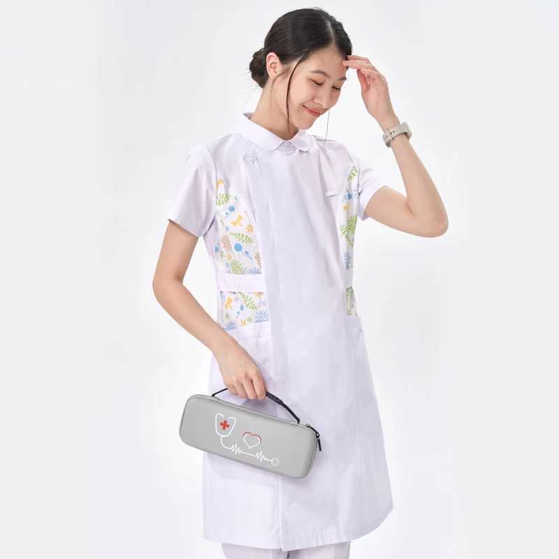 Medical Nurse Gown Women Scrub Uniform Robe White Long Sleeve Workwear Hospital Scrubs Nursing Dress Healthcare Uniforms 902CS J251103