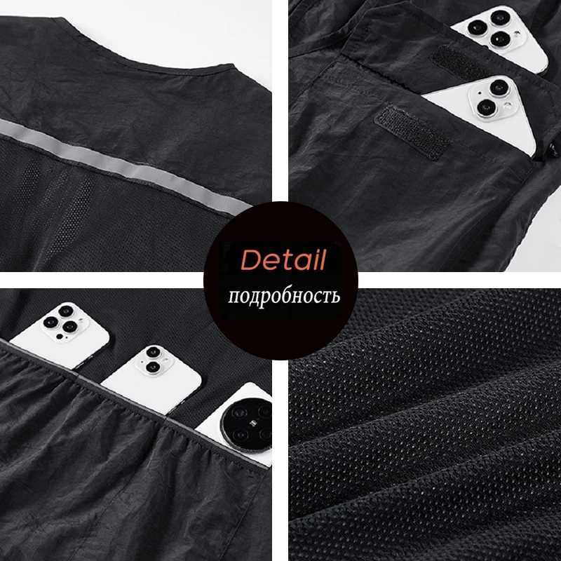 Men Outdoor Leisure Fishing Vest Men New Multi Pocket Hiking Photography Waistcoat Reflective strip design Sleeveless Vest Male X250403