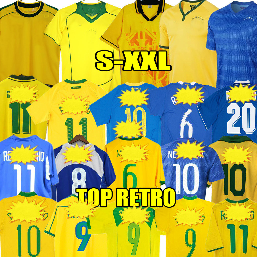 PELE 2002 BrAZiLs soccer jerseys 1998 retro football shirts Carlos Romario Ronaldo Ronaldinho Classic 2004 1994 Brasil BEBETO 2006 1982 RIVALDO vintage KAKA 1970