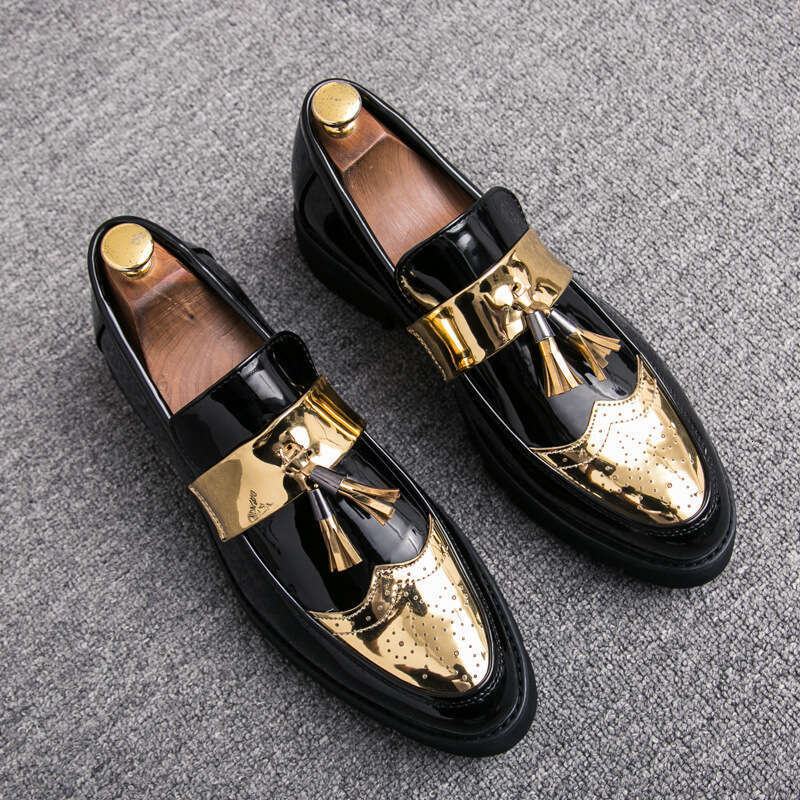 2024 Large Size New Fashion Men's British Style Casual Leather Shoes Korean Edition Foot Set
