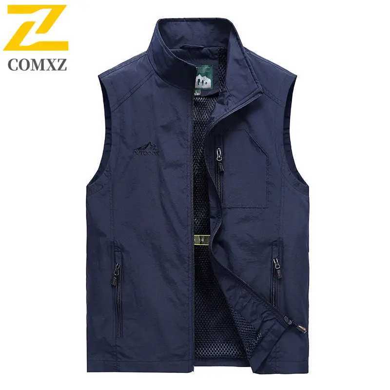 Spring and Autumn 6xl Vest Mens Techwear Zipper Pocket Sleeveless Work Jacket Reporter Director Photography Windproof Waistcoat X250403