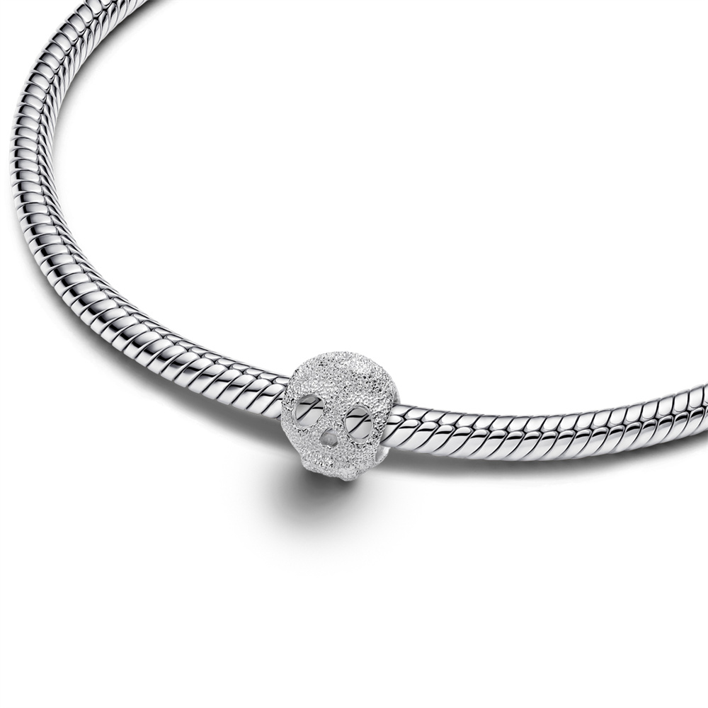 FewDook New Fashion Textured Mini Bead Charm Fit Original Pan Bracelets and Necklaces Engravable Stone Heart Charms Jewelry Gift for Women