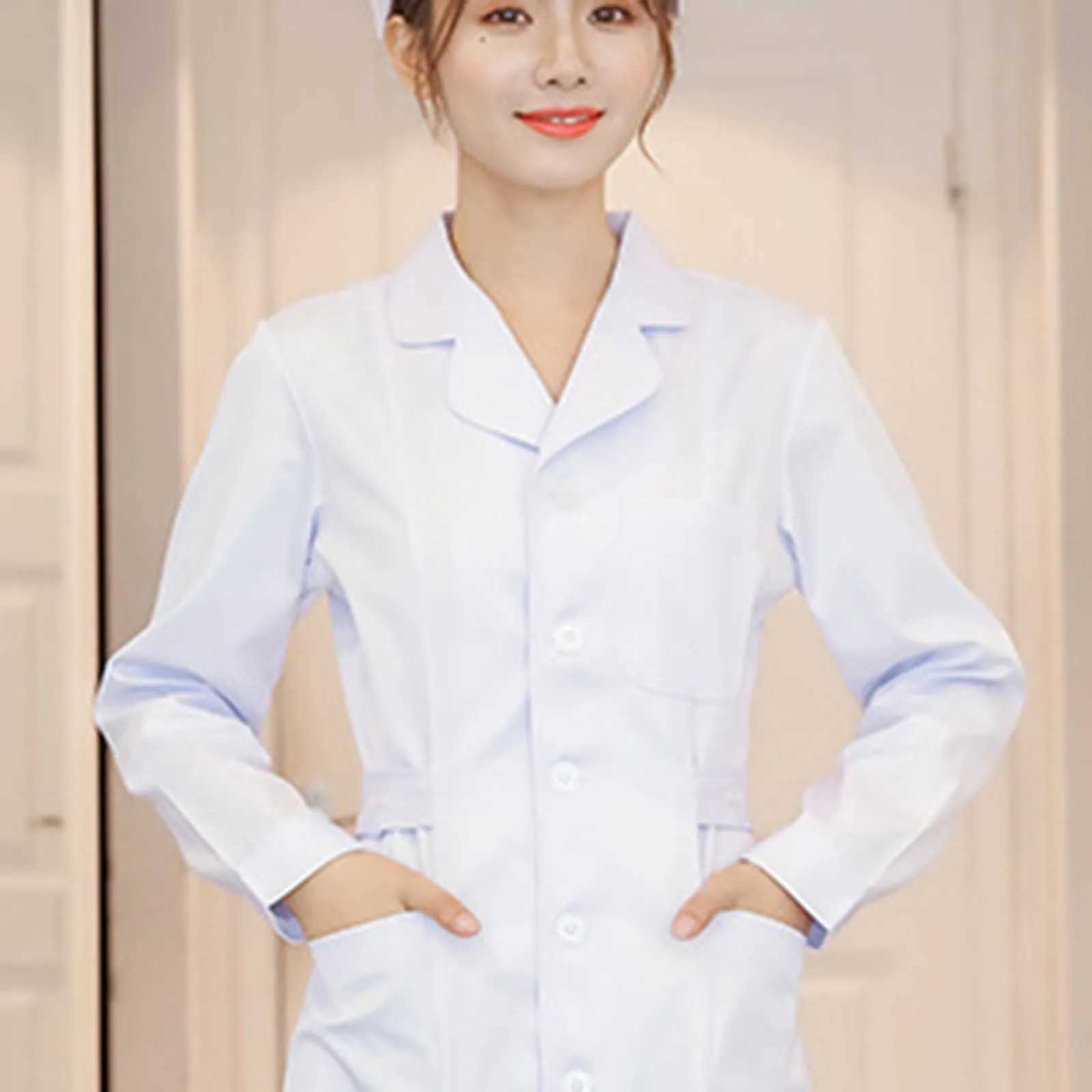 Thin Breathable Basic Hospital Clinical Uniforms Scrubs Lab Coat Pharmacy Long Sleeve Nurse Doctor Dress Comfy Medical Uniform J251103