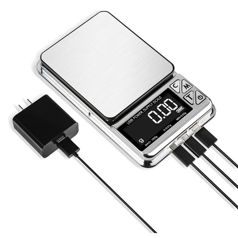 3in1 TypeC Micro USB Power Supply Digital Scale Mini Precision 001g LCD Stainless Electronic Jewelry Gold Count Balance Scales 251028
