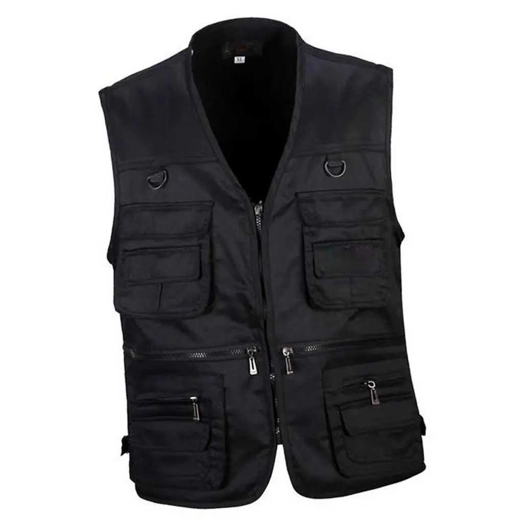 Mens Multi Pocket Zip Vest Hunting Fly Fishing Travel Summer Autumn Outdoor Sport Quick-Dry Waistcoat Jacket XL/XXL/XXXL X250403