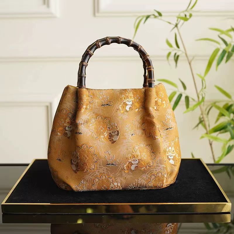 Designer bag free shipping Shoulder Bags 2025 New Fashionable and Versatile Large Capacity Panda Bamboo Bag Handbag, Chinese Gold Handbag