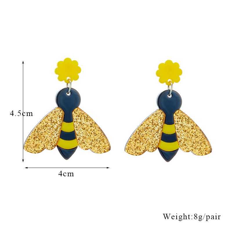 YAOLOGE Acrylic Cartoon Cute Dazzling Bees Drop Earrings For Women New Fashion Girls Handmade Ear Jewelry Holiday Gifts C251103